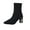 Black, variant on Black Womens Square Toe Sock Boots Chunky High Heel Knitted Stretch Fit Short Boots Casual Winter Slip On Outdoor Walking Shoes Trendy Daily Wear Size 36