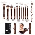 thumbnail image 2 of Makeup Brush Set 10 Pcs Travel Makeup Brushes Double-ended Kabuki Brush for Foundation Powder Concealers Eye Shadows Makeup Tools Set with LED Light Mirror (Coffee Brown), 2 of 4