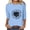 Light Blue, variant on Xihbxyly Womens Tops Casual Women's Fashion Printed T-shirt 3/4 Sleeves Blouse Round Neck Casual Tops