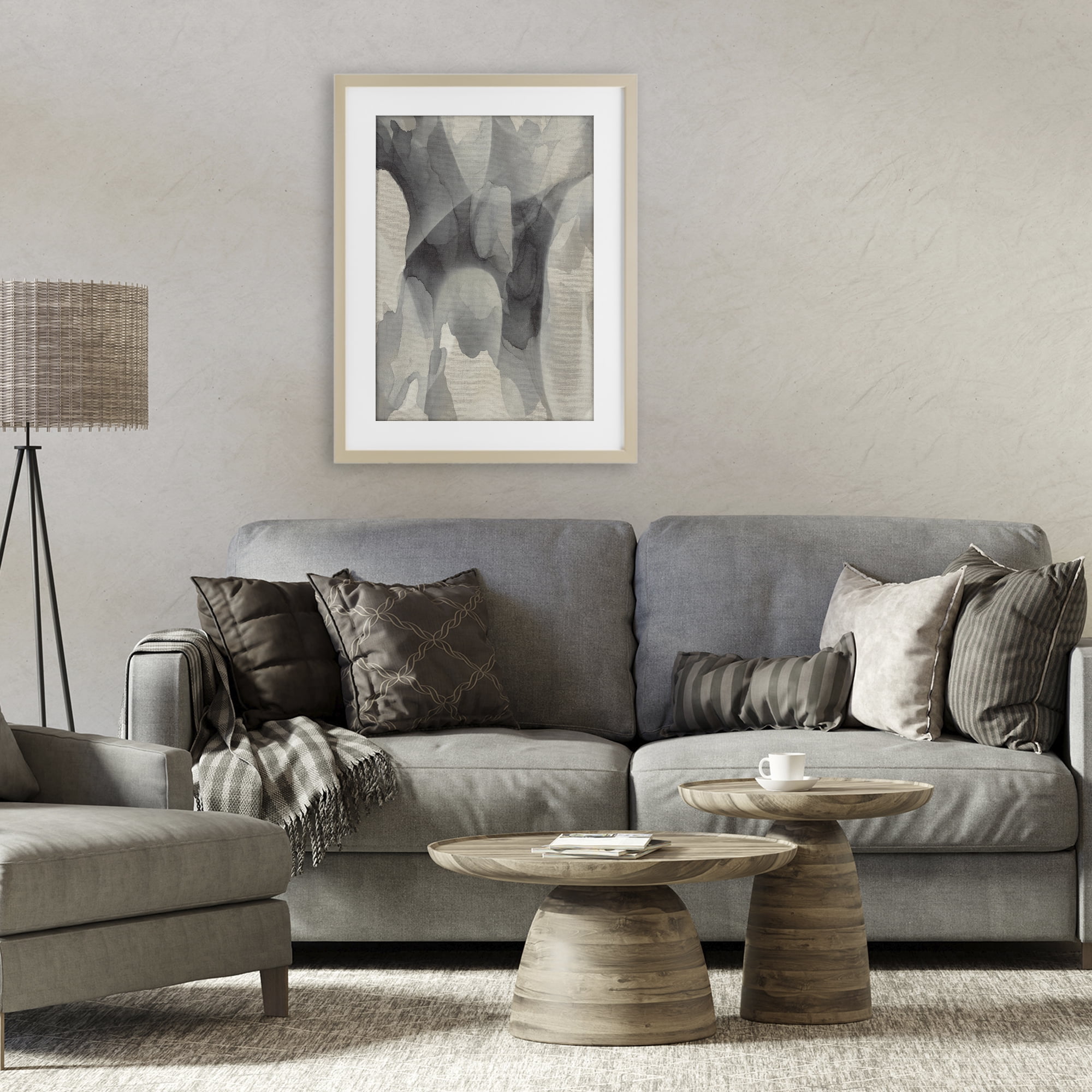 Stupell Industries Monochrome Watery Drips Birch Framed Print Under Glass, design by Kippi Leonard