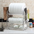 thumbnail image 1 of Cutlery Storage Rack Shelf Set Home Three Layers Multifunctional Multi-function Tableware Kitchen Two-layer Drain Basket, 1 of 1