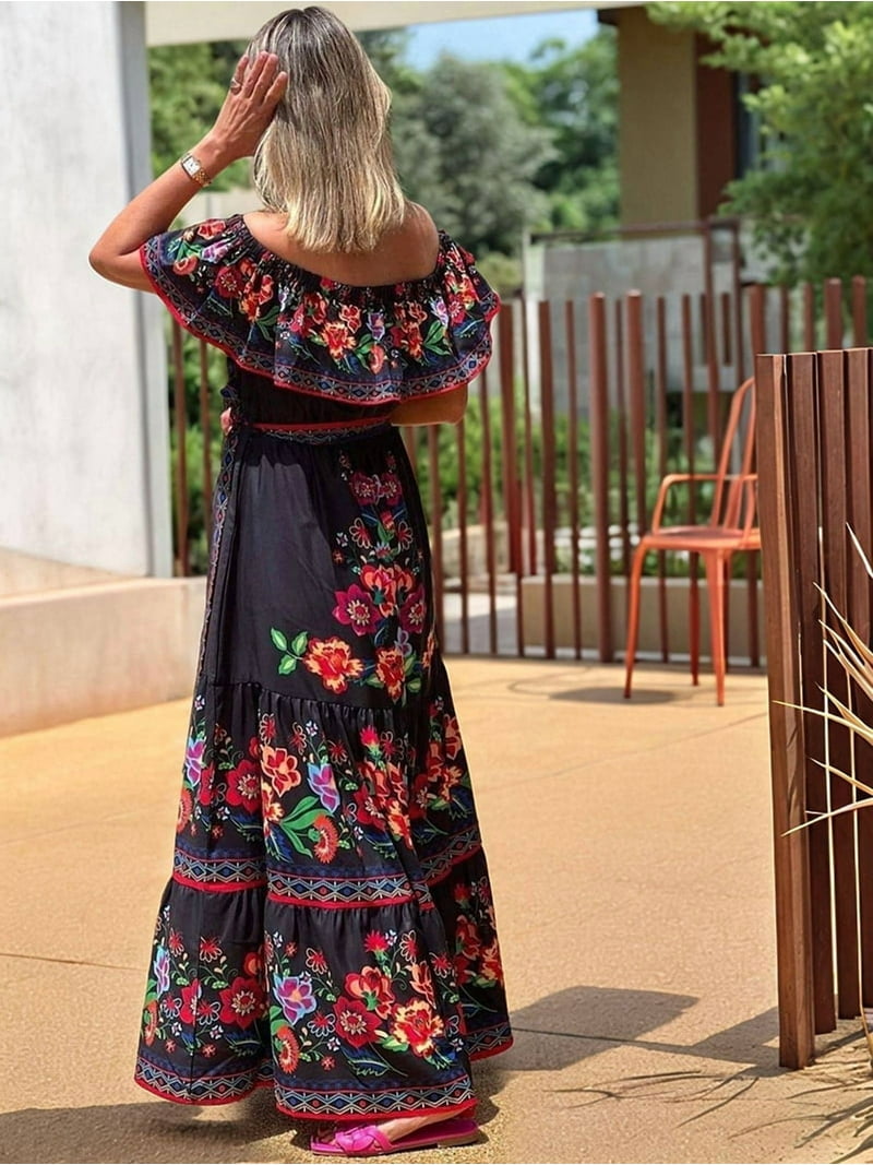 open lace back dress Girl's Black Traditional Mexican Cinco De Mayo Fiesta Dress 2-14 – unik  Retail main image 1