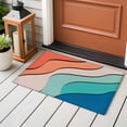 thumbnail image 4 of 2x3 Ft Entryway Area Rug, Orange Teal Ombre Kitchen Rug Runner Washable Floor Mat, Modern Moire Abstract Art Non Slip Indoor Door Mat Throw Carpet for Bathroom Living Room Bedroom, 4 of 8