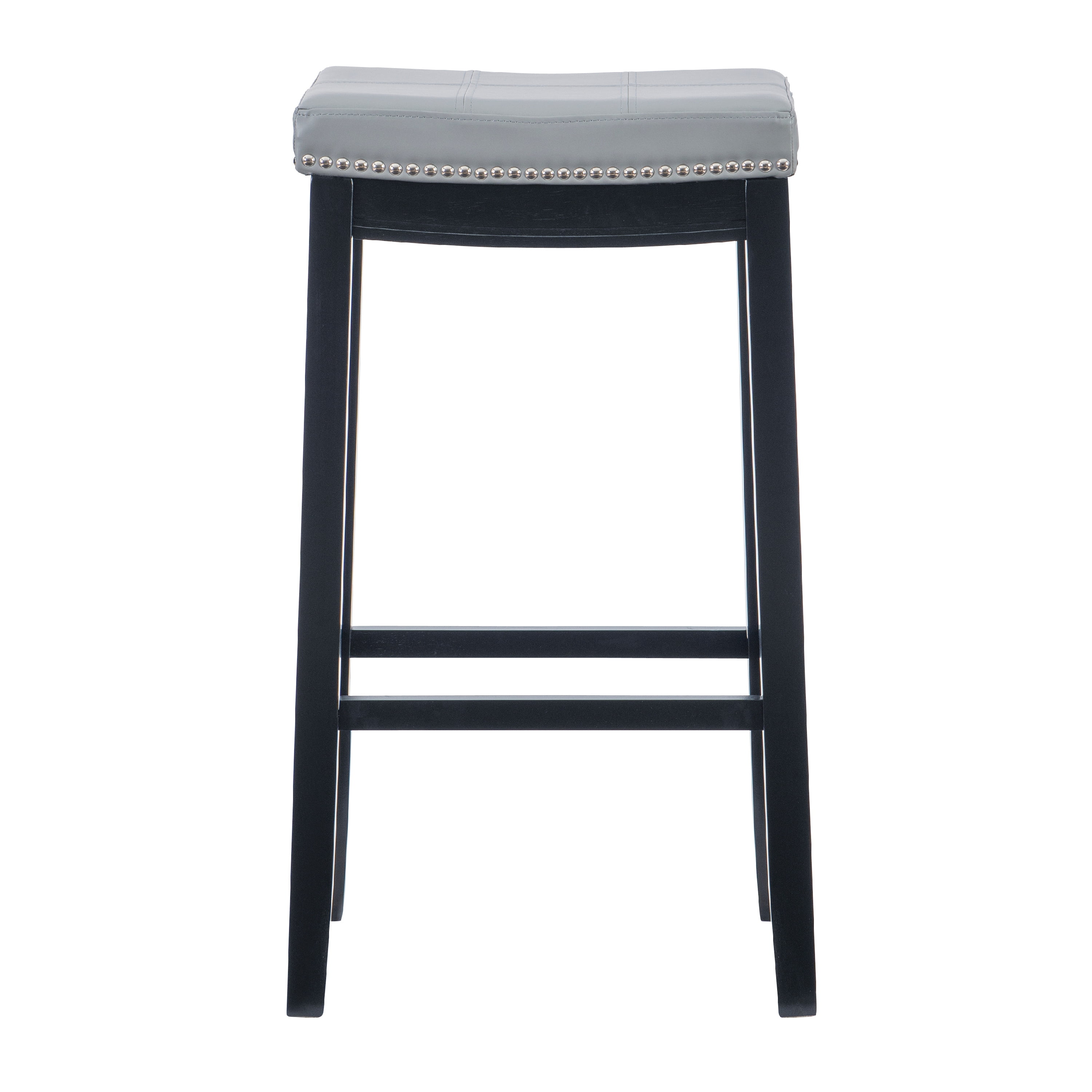 Linon Claridge 32" Backless Indoor Wood Bar Stool, Black/Gray Faux Leather, 1 Stool