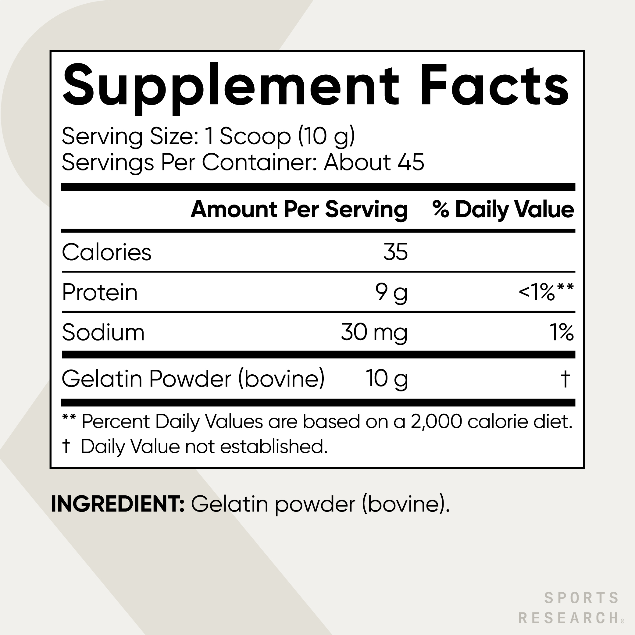 Sports Research® Keto Friendly Gelatin Collagen Cooking Powder - Sourced from Pasture Raised Cows (45 Servings)