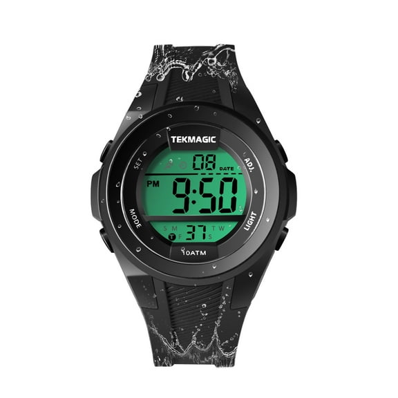 Digital Sports Wrist Watch 10 ATM Waterproof for Swimming and Diving with Alarm Clock, Stopwatch, Timer, Dual Time Zone, Calendar, Backlight, 12 or 24 Hours Format