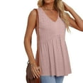 thumbnail image 4 of Womens Flowy Tank Tops, 2025 New Peplum Shirt, Loose Fitting Dressy Sleeveless V Neck Eyelet Blouse Racerback Tank Tops for Women M, 4 of 9