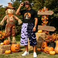 thumbnail image 2 of JoveMarine Men's Bermuda Cargo Shorts Halloween - Loose Work Shorts with Print & Pockets, Knee-Length Casual for Summer Fun,Black L, 2 of 6