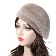 thumbnail image 5 of Boinas de cachemira, gorros de lana merino cálidos para mujer, gorro de punto de moda para invierno, 5 of 5