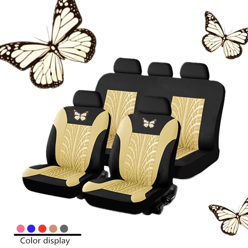 9x Butterfly Prints Car Seat Covers Full Set w//5Headrests Cover For Auto SUV VAN