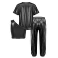 thumbnail image 2 of Miaeowve Kids Girls Cheerleading Outfit Shiny Shirts One Shoulder Tops Sleeveless Crop Tank and Hip Black 12, 2 of 6