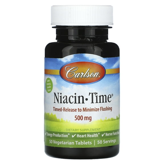 Carlson Niacin-Time®, 500 mg, 50 Vegetarian Tablets