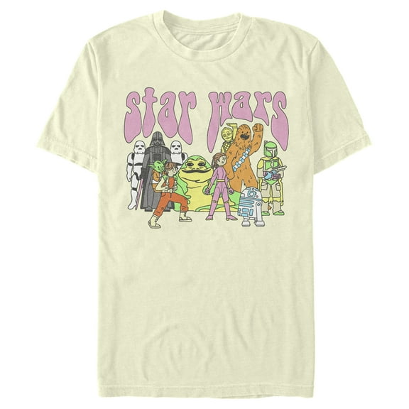 Men's Star Wars Psychedelic Classic Characters  Graphic Tee Beige 3X Large