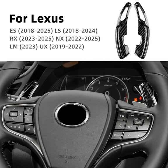 Car Steering Wheel Paddle Shifter ABS Material for 2018-2025 Lexus ES & 2023-2025 Lexus RX Car Interior Accessories 2pcs, Black Carbon Fiber