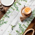thumbnail image 3 of Spring Botanical Table Runner - 72 Inch Long Watercolor Leaves Flowers Birds Gray Wood Cotton and Linen Blended Dress Scarves Farmhouse Table Runner for Kitchen Dining, Coffee Table, 13" x 72", 3 of 8