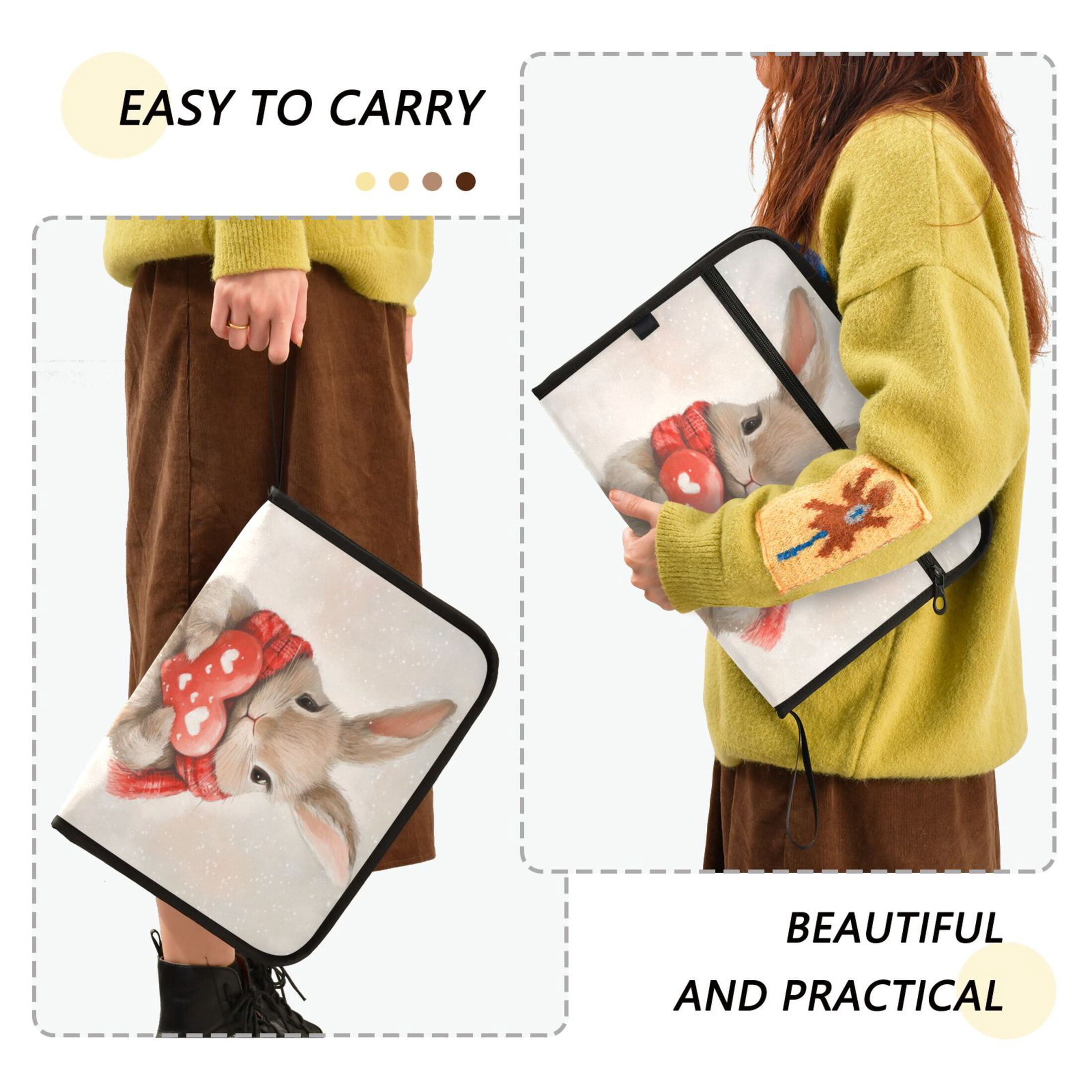 Organ Folder 14.2 x 0.8 x 10.6 Inches 13 Separate Pockets A4 Size Documents Folder A Sort Storage File Manager For The Home Office Loving Cute Rabbit