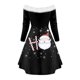 thumbnail image 3 of Vestido de manga larga para mujer Vestido maxi de cintura alta con estampado de cuello en V Vestido casual Fridja  nbo4077, 3 of 4