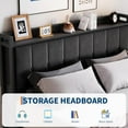thumbnail image 5 of GarveeHome Full Size Upholstered Velvet Bed Frame with Hydraulic Lift Storage, Storage Headboard with USB & Outlets, Metal Platform, Black, 5 of 8