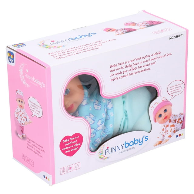 Electric Crawling Baby Doll, Lifelike Portable Electric Intelligent Doll, With Interactive Function Multi-Functional For Birthday Gift Kids Girl Educational Toy 10in S Girl,10in S