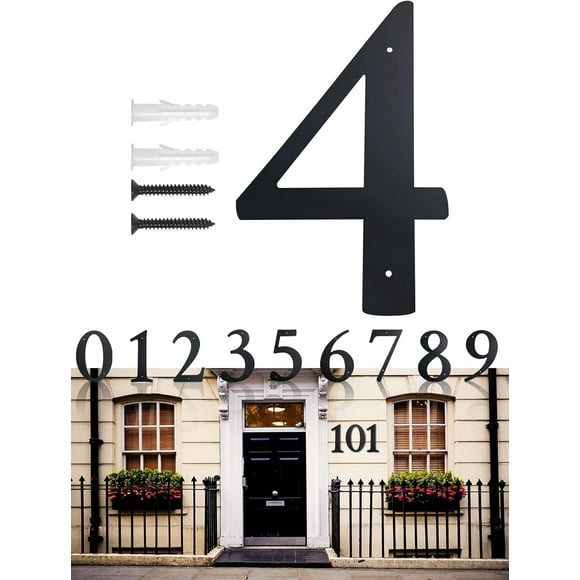 shiyou-11 Inch Super Large House Numbers, Modern Address Numbers Elegant Black Finish Numbers Solid Metal House Sign for Door Plate for Home Gate Building Store Mailbox (4)