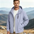 thumbnail image 2 of Rexolia Men’s Waterproof Rain Jacket Hooded Lightweight Breathable Packable Outdoor Hiking Light Blue 3XL, 2 of 6