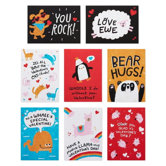 American Greetings Valentines Day Cards for Kids School and Classroom Exchange, Animals (40-Count)