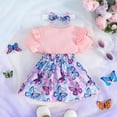 thumbnail image 5 of WIBACKER Newborn Baby Girls Summer Clothes Infant Short Sleeve Butterfly Print Romper Dress Headband Outfits, 5 of 8