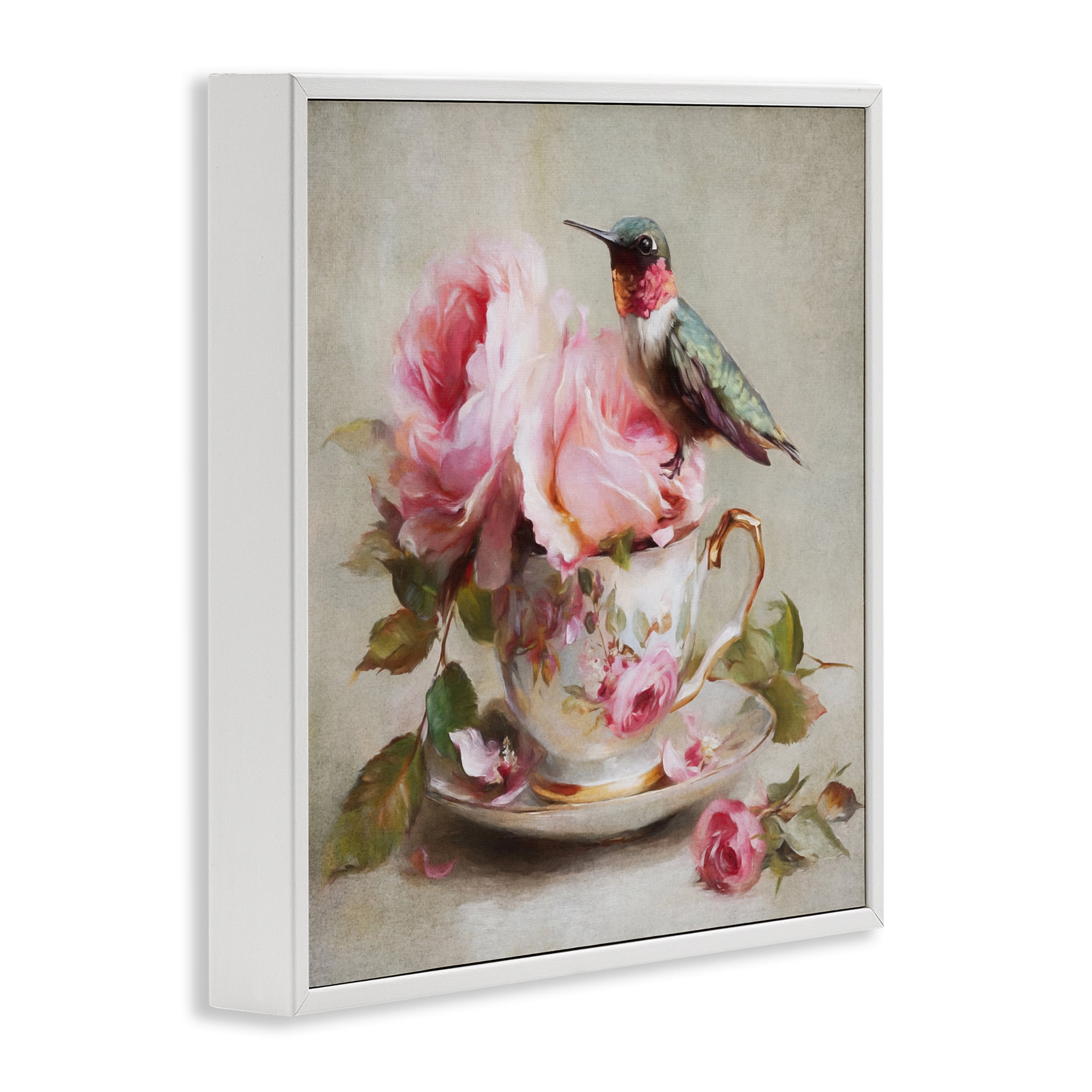 Stupell Industries Hummingbird & Tea Cup White Framed Giclee Art, design by Tina LeCour