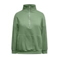 thumbnail image 4 of Womens Sweatshirt Casual Half Zip Fleece Long Sleeve Lightweight Pullover with Kangaroo Pocket Fall Outfits 2026, 4 of 7