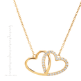 thumbnail image 4 of Women's Finecraft Interlocking Hearts Pendant Necklace with Cubic Zirconias in 10kt Yellow Gold, 17.5", 4 of 4
