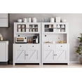 thumbnail image 5 of Kitchen Pantry Cabinet with Microwave Stand, Freestanding Hutch Cabinet with Buffet Cupboard, Tall Kitchen Cabinets with Adjustable Shelves for Kitchen, Dining Room, 5 of 9