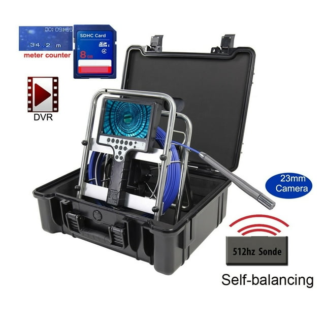 7mm Soft Cable 23mm Auto Self Balancing DVR Counter Endoscope Pipe Inspection Camera With 512hz Sonda Transmitter And Locator ,Easily Maneuver