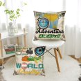 thumbnail image 5 of 4 Pack Inspirational Quote Travel Theme Cotton Linen Throw Pillow Covers Home Decorative Cushion Case Square Pillowcase 18"x18" with Summer Beach Happy Camper Pillow Cases, 5 of 6