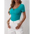 thumbnail image 4 of Camiseta ANRABESS para mujer 2025, primavera y verano, acanalada, verde azulado, 4 of 6