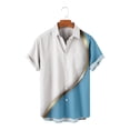 thumbnail image 5 of Button Up Shirt for Men Top Color Block Striped Print Short Sleeve Collared Casual Fashion Beach Shirt with Pocket (XX-Large, Blue 02), 5 of 5