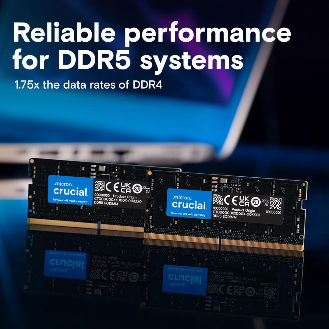 Crucial 32GB DDR5 4800 (PC4 38400) SO-DIMM Laptop RAM Stick Model