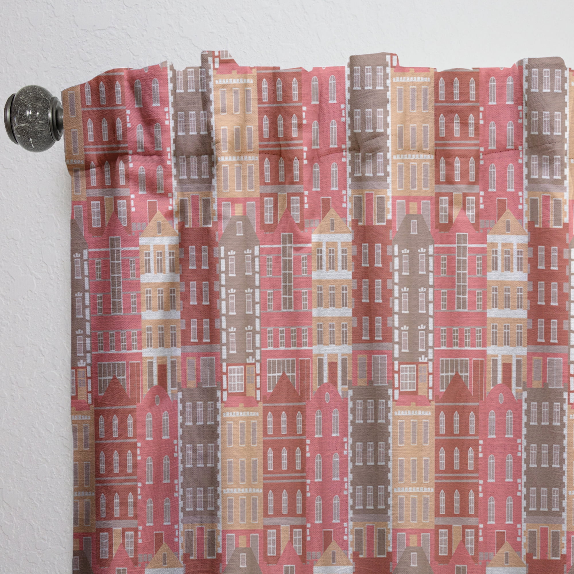Designart 'Colorful Sotoies Houses' Mid-Century Modern Curtain Panel