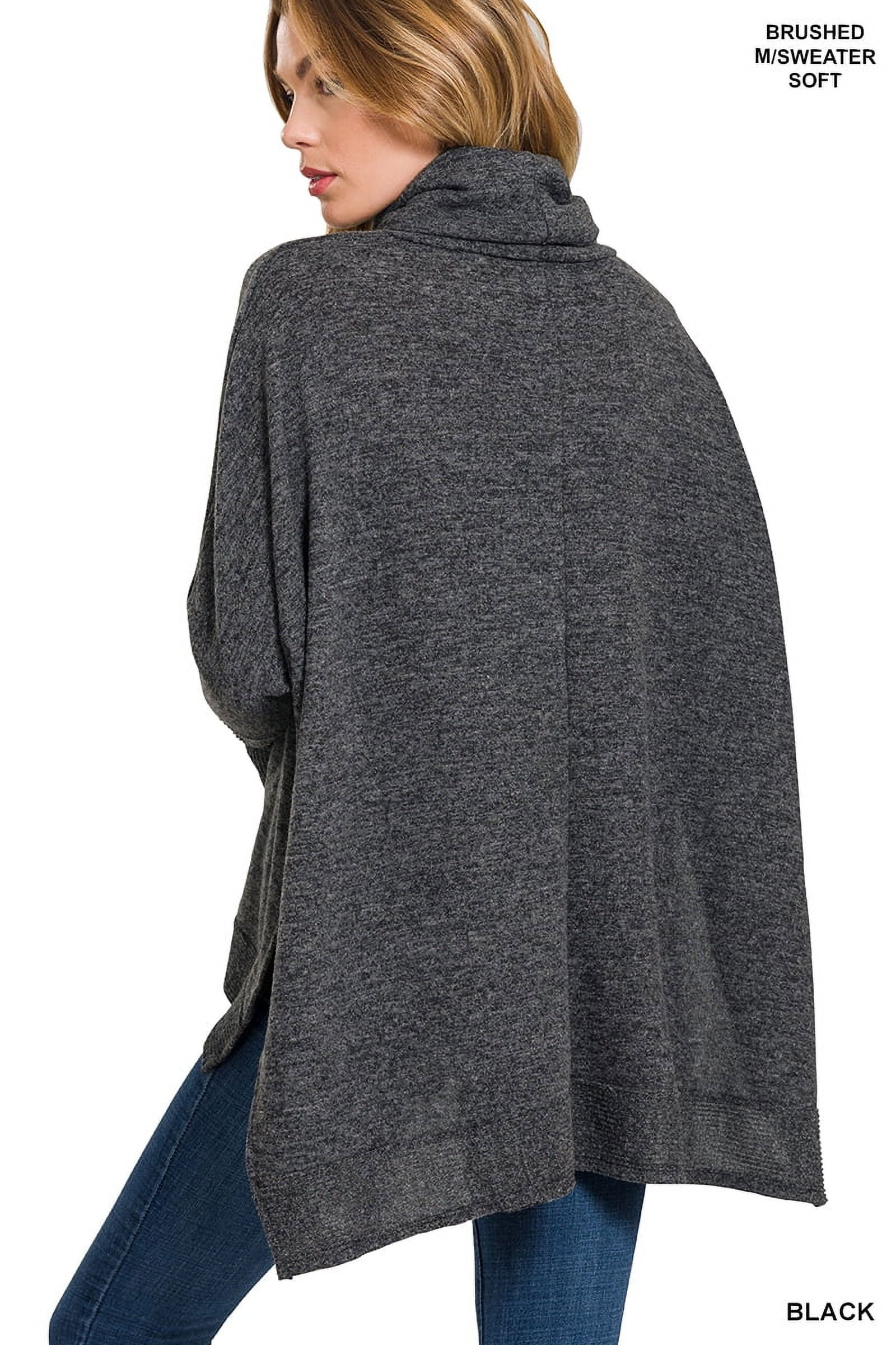 Zenana Women's Casual Brushed Melange Cowl Neck Irregular Zenana Women's Casual Brushed Melange Cowl Neck Irregular