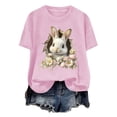 thumbnail image 4 of Tops de Cuello Alto para las Mujeres Amante Impreso Camiseta Cuello Redondo Manga Corta, Poliéster Spandex, 4 of 7