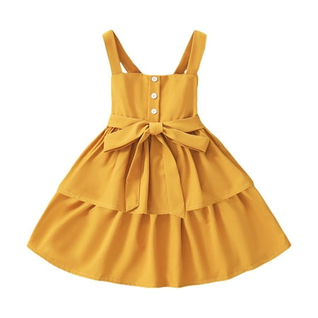 

ASEIDFNSA Toddler Dresses Toddler Girl Long Sleeve Set Toddler Girls Casual Strap Dress Multiple Color Solid Color Sleeveless Button Front Belted Summer Camisole Dress