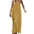 thumbnail image 5 of Backless Cami Dresses for Women Housedress Casual Flowy Maxi Dress Sleeveless Solid Open Back Sundress Big and Tall Size S-5XL Yellow, 5 of 9