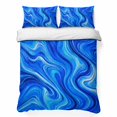 thumbnail image 2 of 3 Pieces King Quilt Set,Cobalt Blue Swirling Waves Soft Bedding Sets with 1 Quilt & 2 Pillow Shams,Marble Veins Pattern Summer Bedspread Lightweight Coverlet Comforter for All Season, 2 of 9