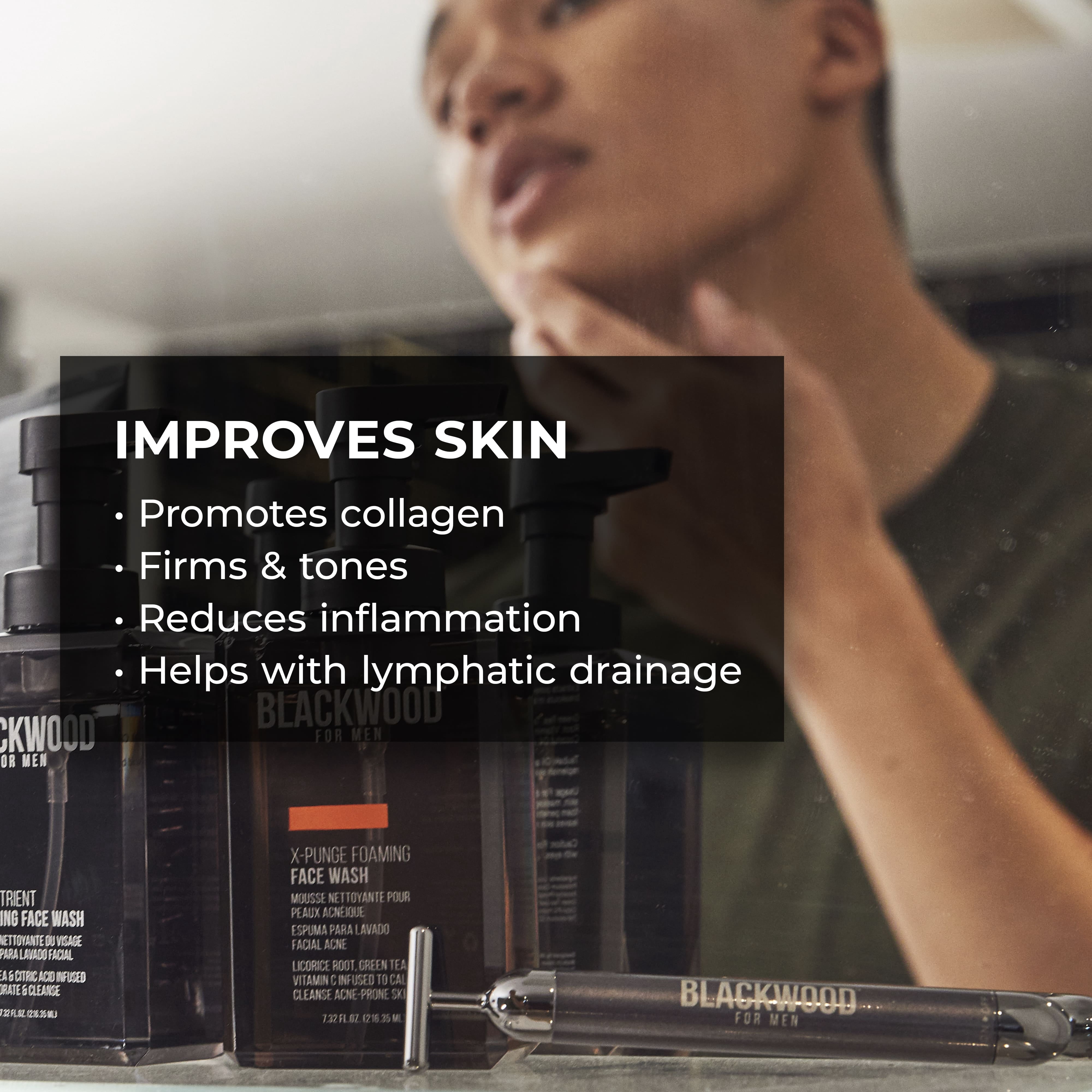 Blackwood For Men Eye Roller Facial Skincare Massager - Spa Jade Roller Alternative - Fights Puffy Eyes, Dark Circles, & Crow's Feet - Skin Tightening Self-Care Treatment
