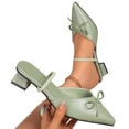 thumbnail image 4 of Samdudou Dress Shoes for Women Elegant Closed Pointed Toe Low Block Heel Slip On Mules Delicate Bow Accent Elastic Ankle Strap Office Work Pumps Evening Party Footwear, 4 of 9