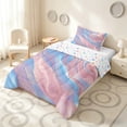 thumbnail image 2 of Manfei Marble Fluid Swirl Twin Comforter Sets, Pastel Blue Pink Bedding Set, Colorful Stars Reversible 2-Piece, 1 Comforter and 1 Pillowcase, 2 of 6