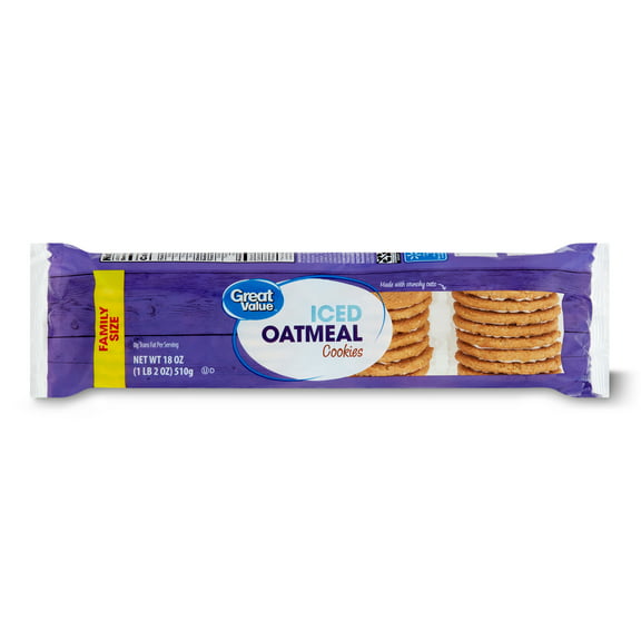Great Value Iced Oatmeal Cookies, Family Size, 18 oz