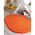 thumbnail image 1 of Unique Loom 3151446 3 ft. 3 in. x 5 ft. 3 in. Solid Shag Oval Rug, Tiger Orange, 1 of 2