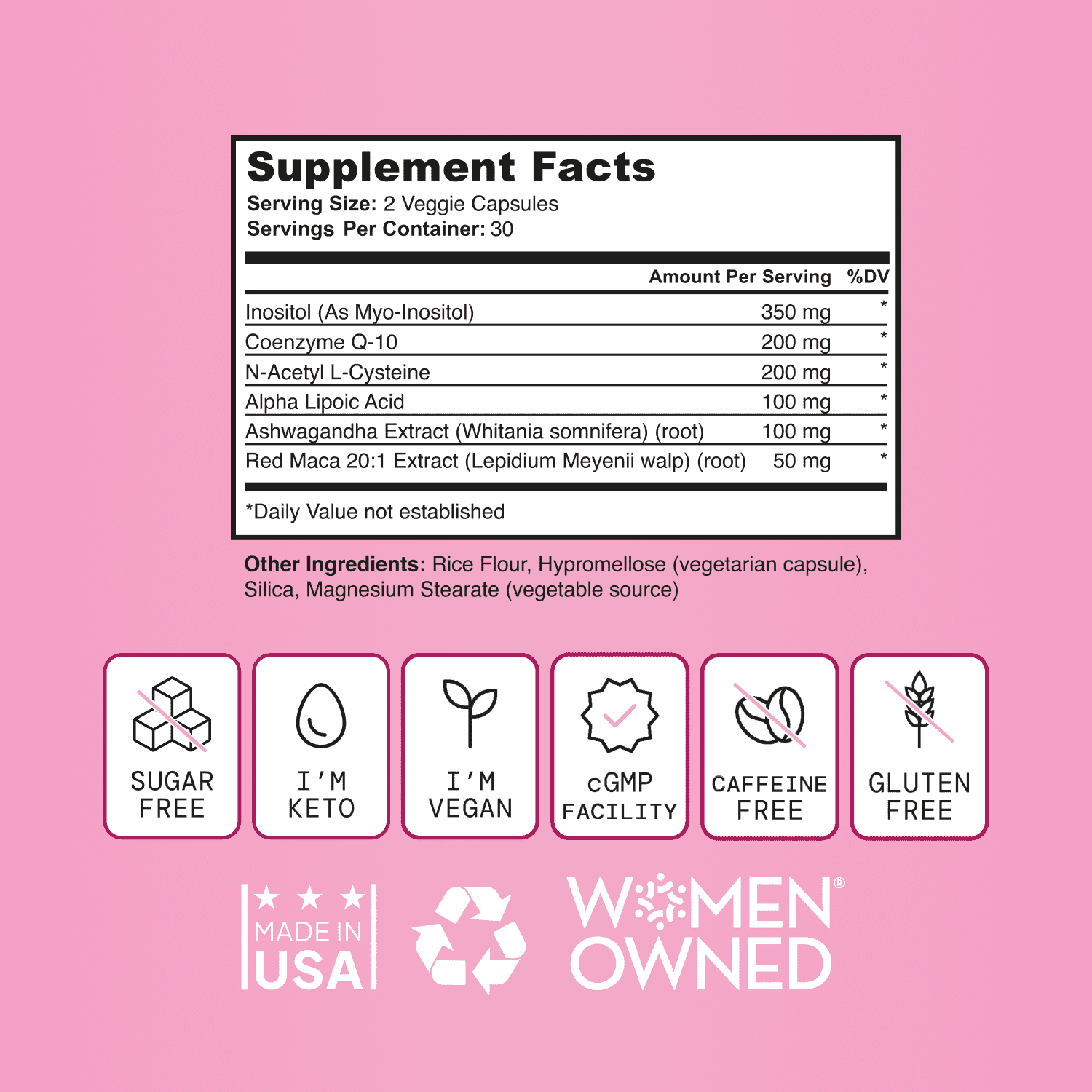 Self Nutrition Fertility Support for Women - Support Cycle Regularity and Ovulation - Vegan, USA, 60 capsules