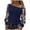 Navy, variant on felwors Women's Floral Embroidery Mesh T Shirt Cold Shoulder Long Sleeve Asymmetrical Neck Tee Tops (Black, L)