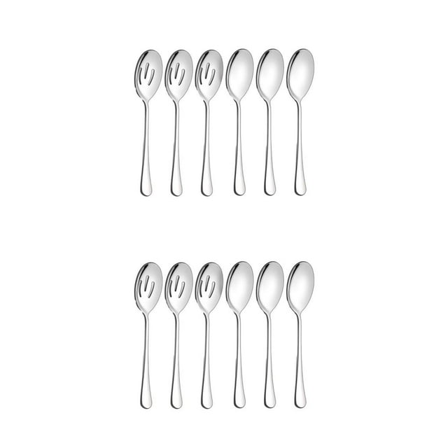 Youkk 6 Pcs/ensemble Cuillères de Service en Acier Inoxydable Durables pour Cuillères en Acier Inoxydable Durables Argent 2Ensemble